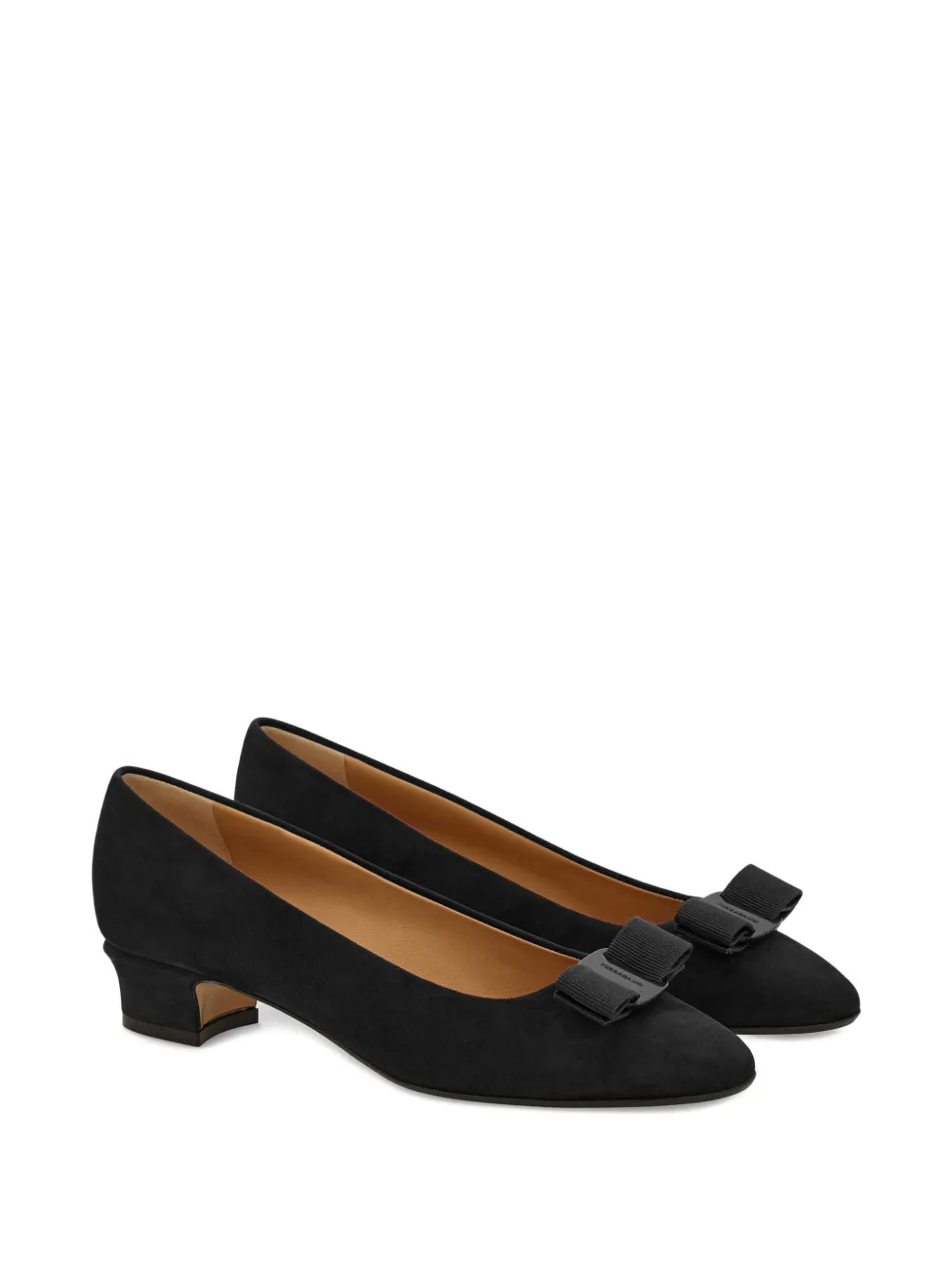 Ferragamo Vara 30 mm pumps met blokhak en strik Zwart