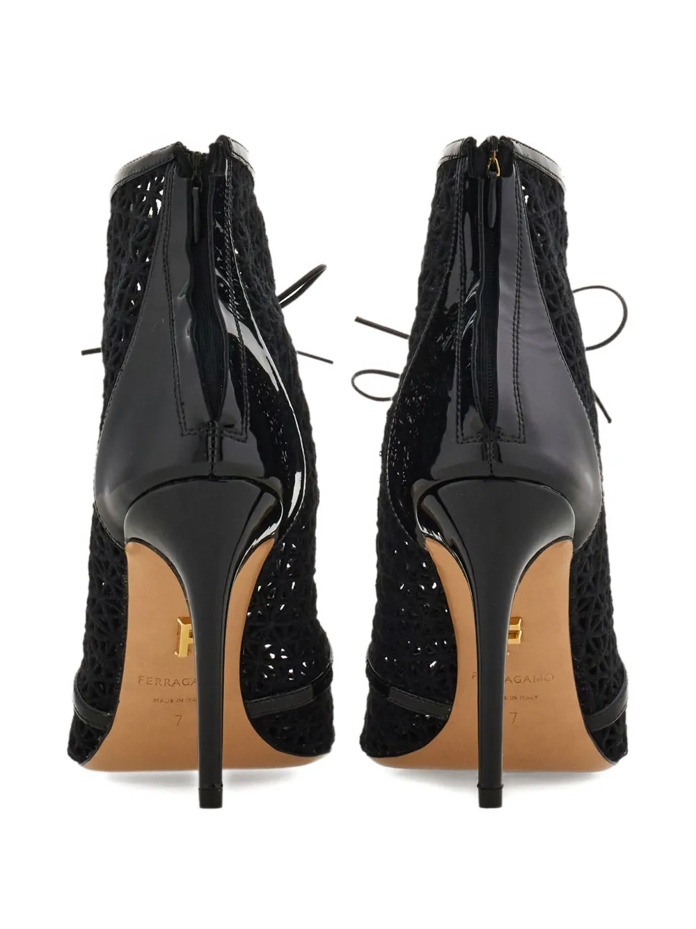 Ferragamo 90mm macramé laarzen Zwart