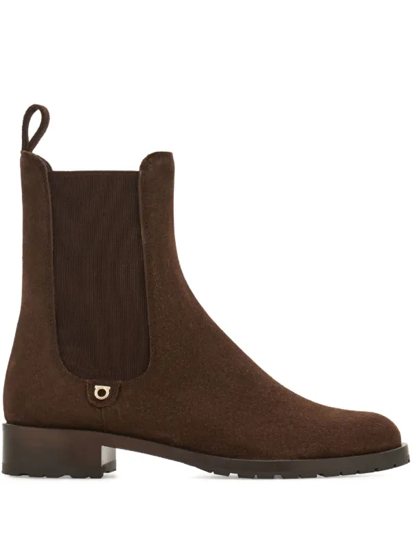 Ferragamo Gancini-plaque Chelsea Boots in Brown