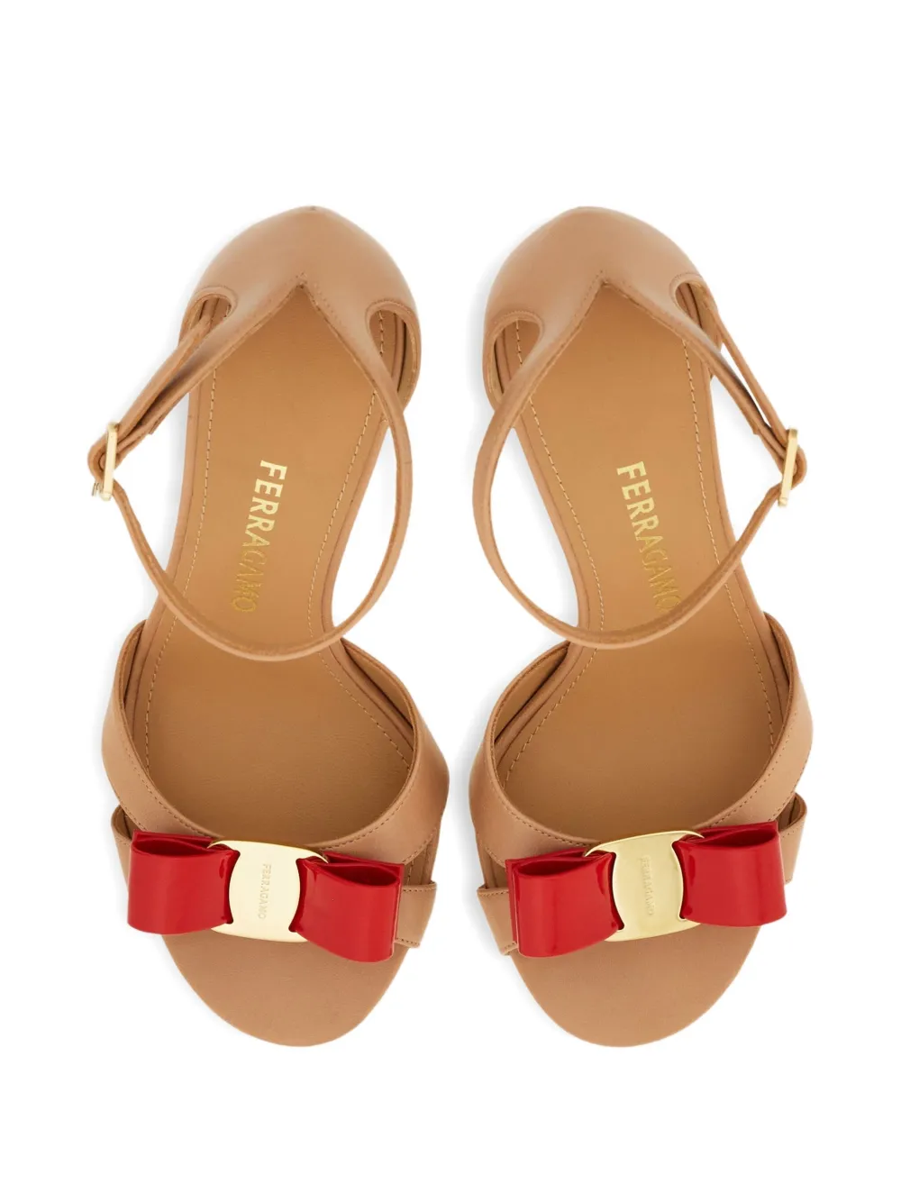 Ferragamo 90 mm Vara Bow sandalen met hak Beige