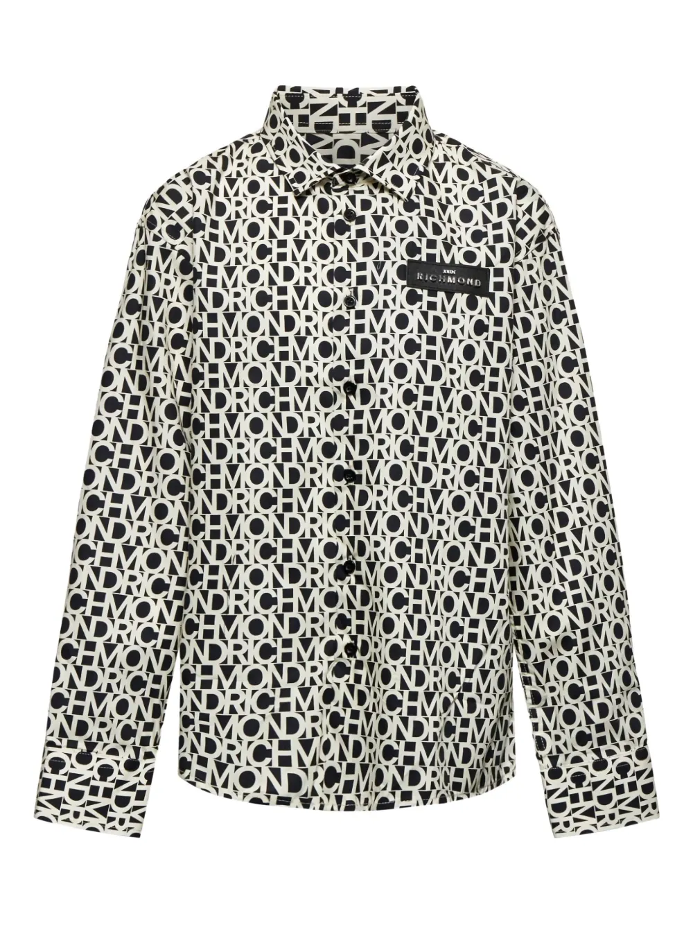 John Richmond Junior lettering patch shirt - Schwarz