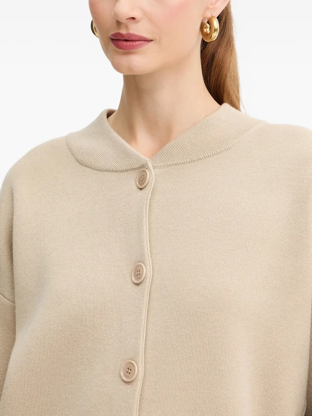 Hugo Boss Buttoned Cardigan In Neutral