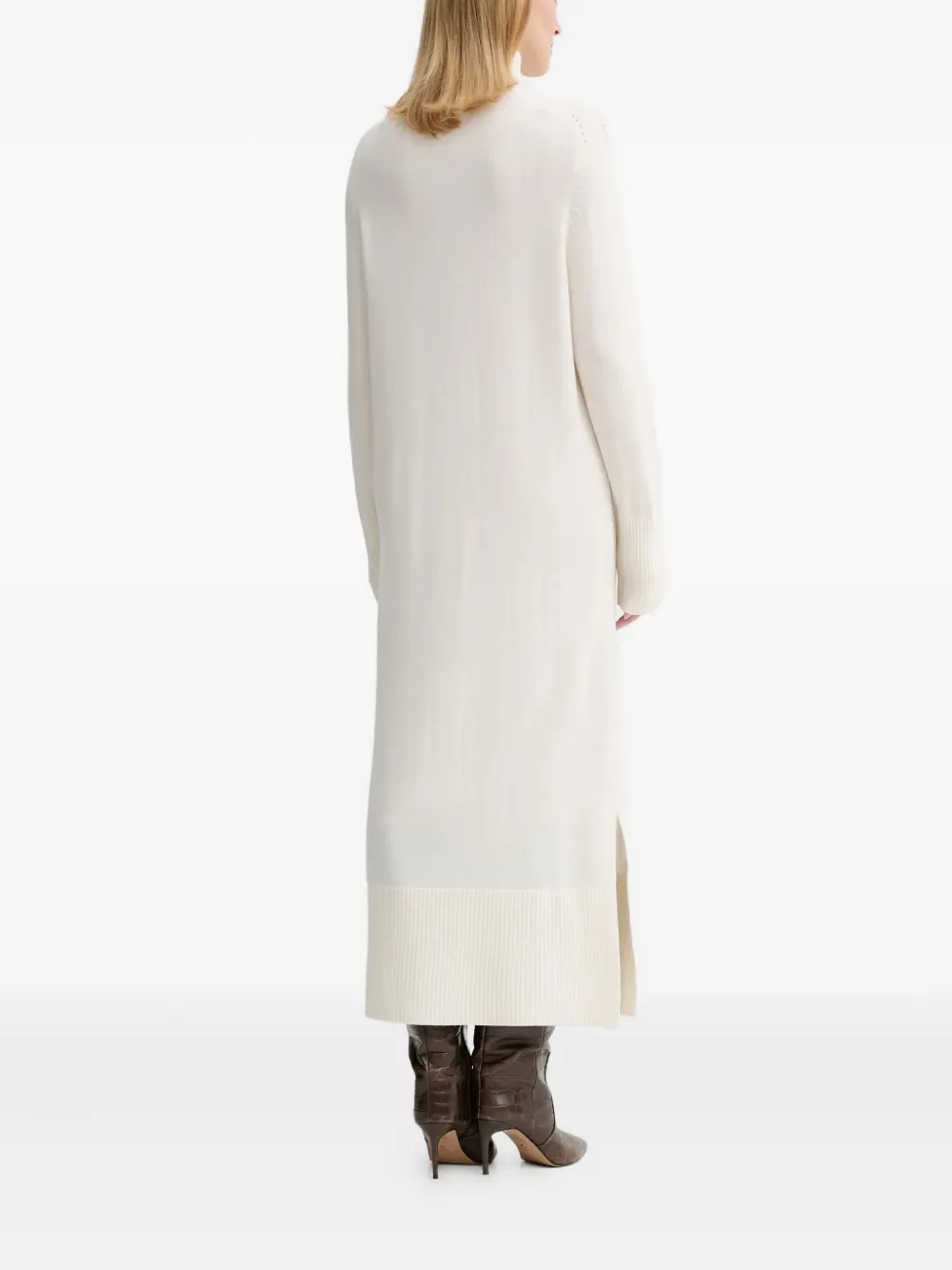 Hugo Boss Fagliatelle Roll-neck Midi Dress In White