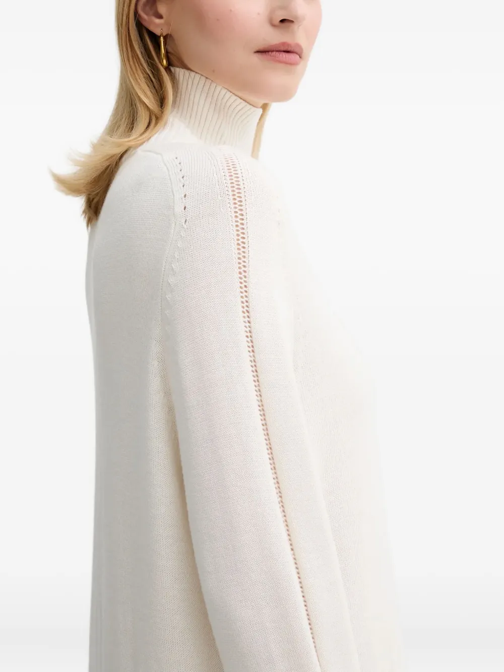 Hugo Boss Fagliatelle Roll-neck Midi Dress In White