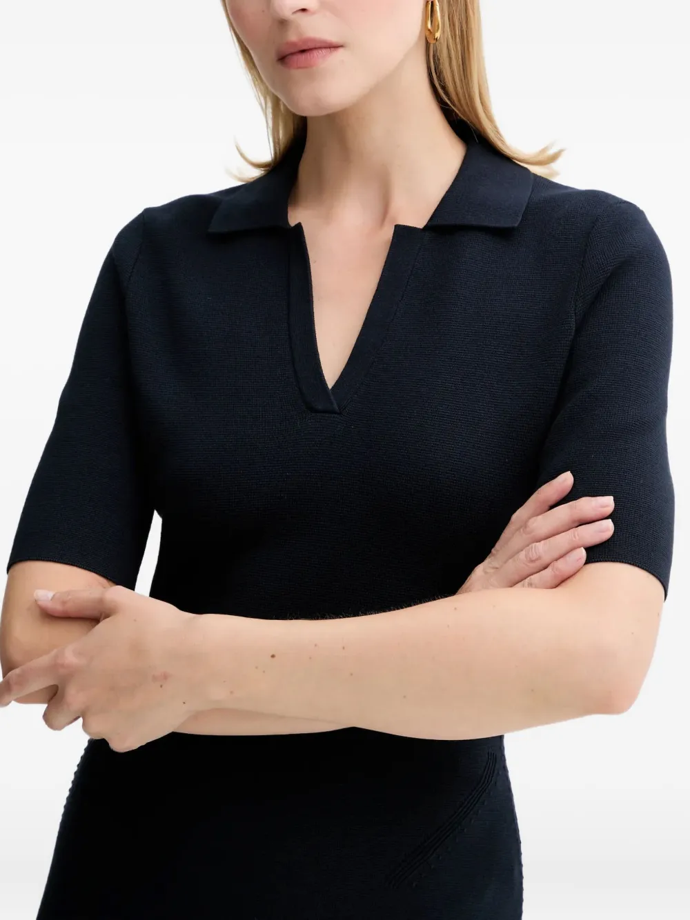 Hugo Boss V-neck Short-sleeve Mini Dress In Blue