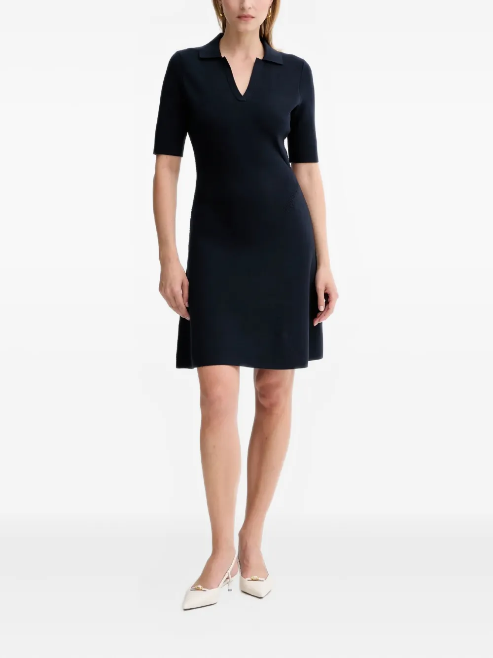 Hugo Boss V-neck Short-sleeve Mini Dress In Blue