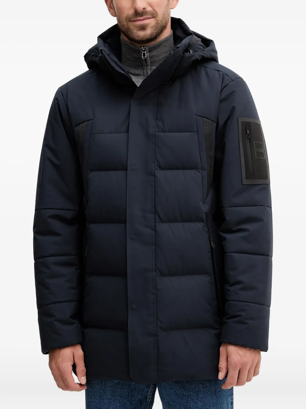 BOSS Block gewatteerde hoodie Blauw