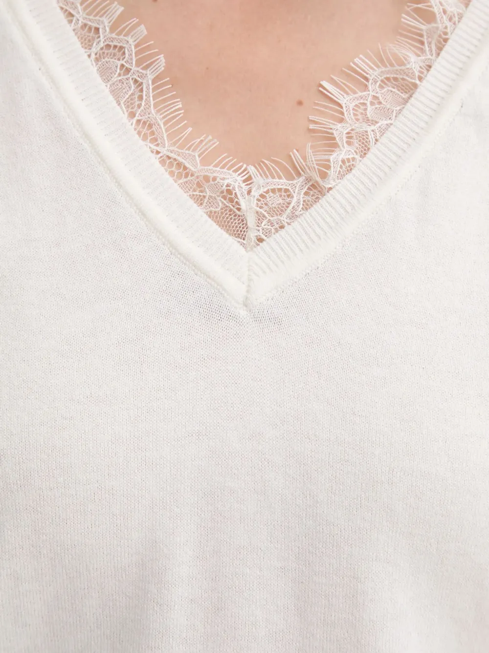 BOSS Trui met V-hals en kant Beige