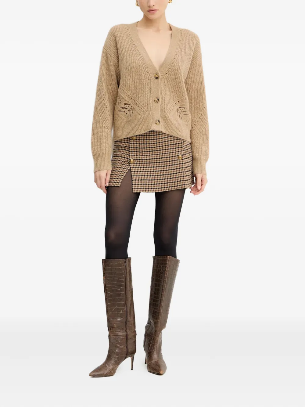 Hugo Boss Buttoned Cardigan In Neutral