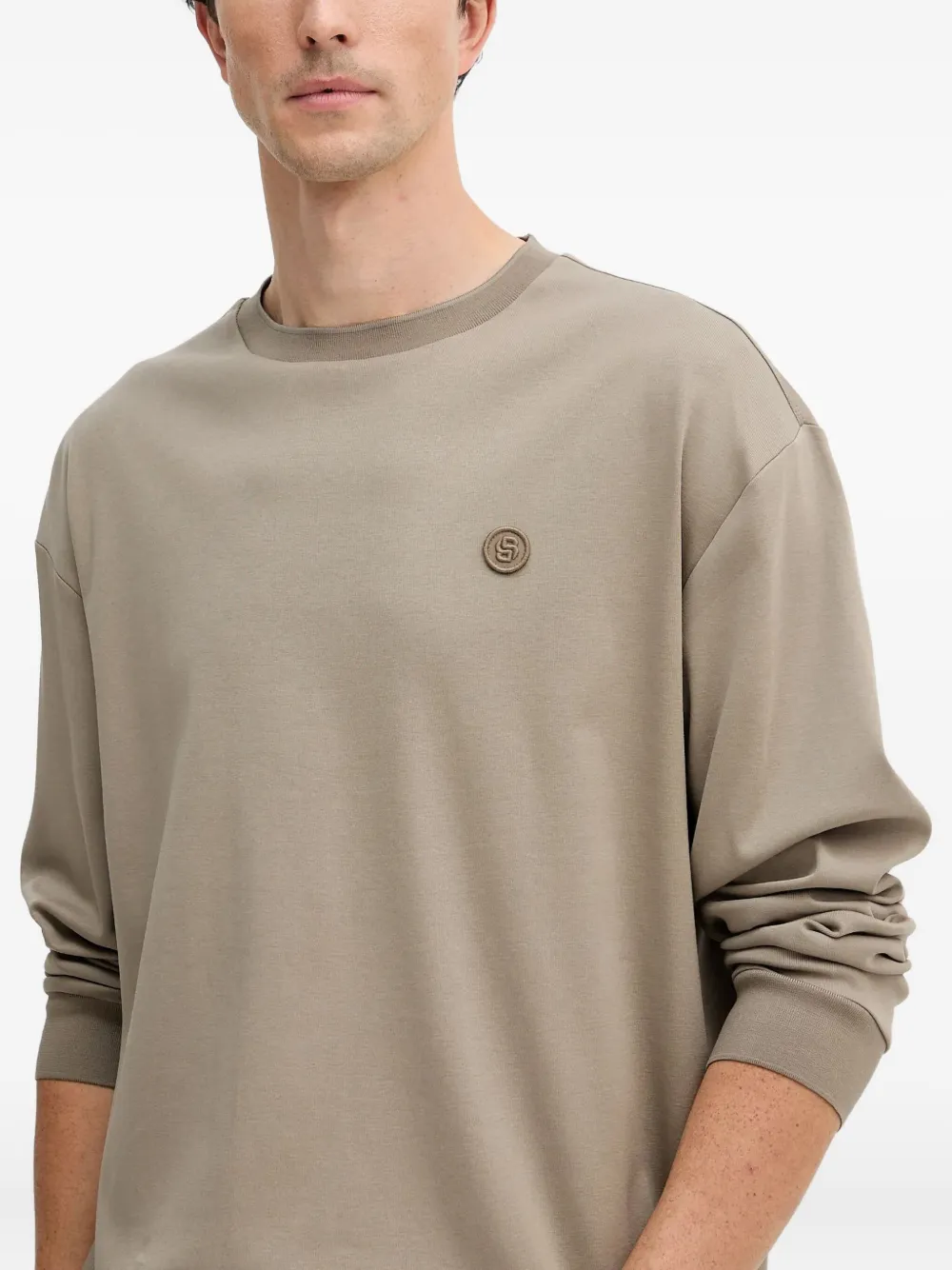 BOSS T-shirt met lange mouwen Beige