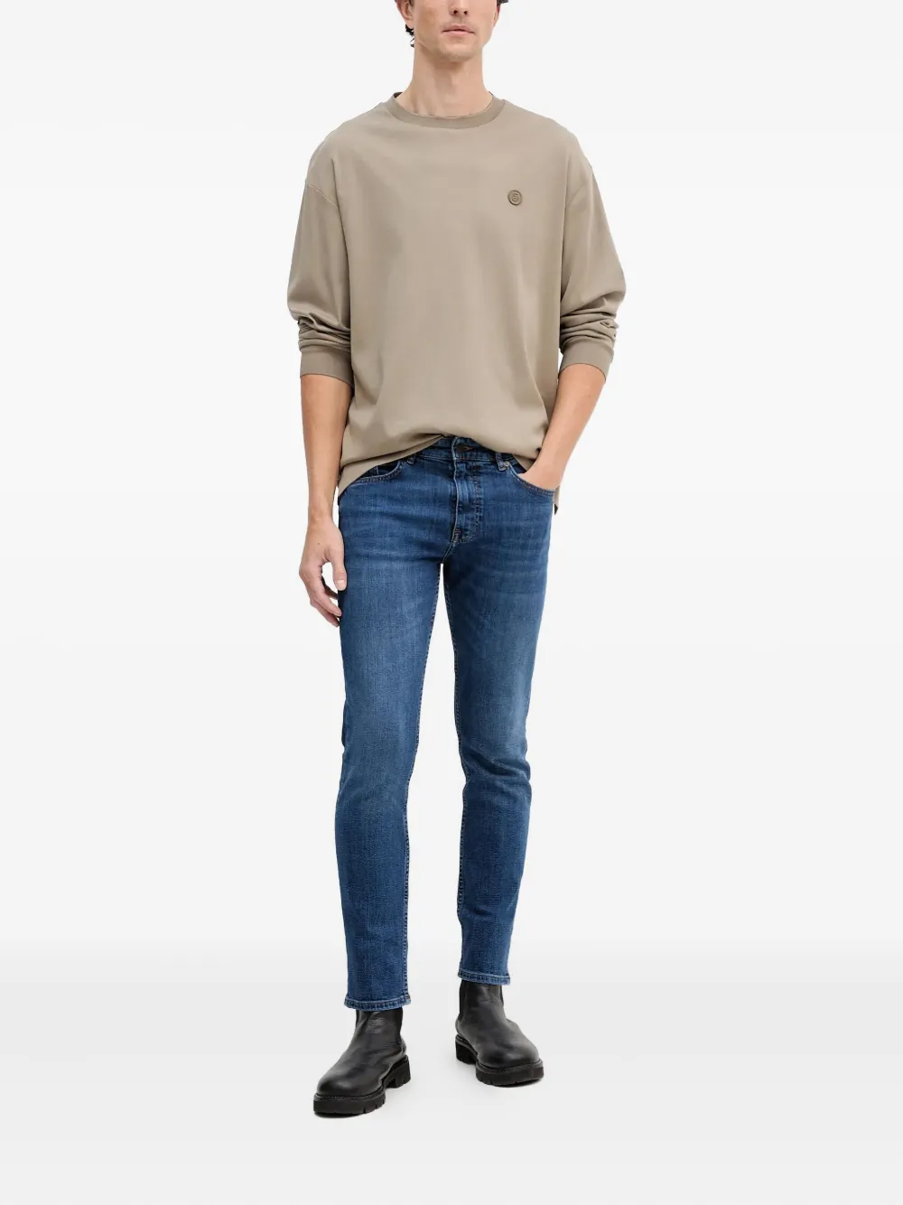 BOSS T-shirt met lange mouwen - Beige