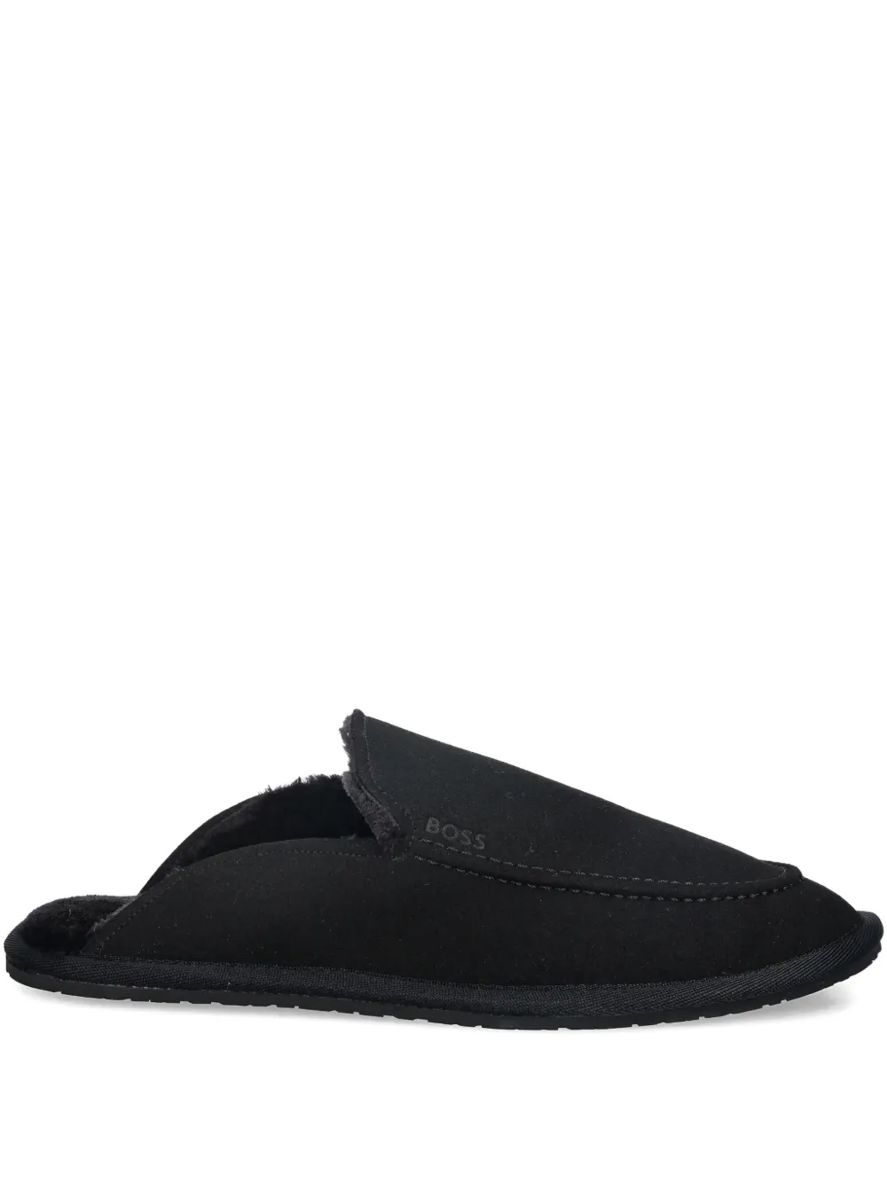 BOSS MSFR topstitched slippers | Black | Image 1