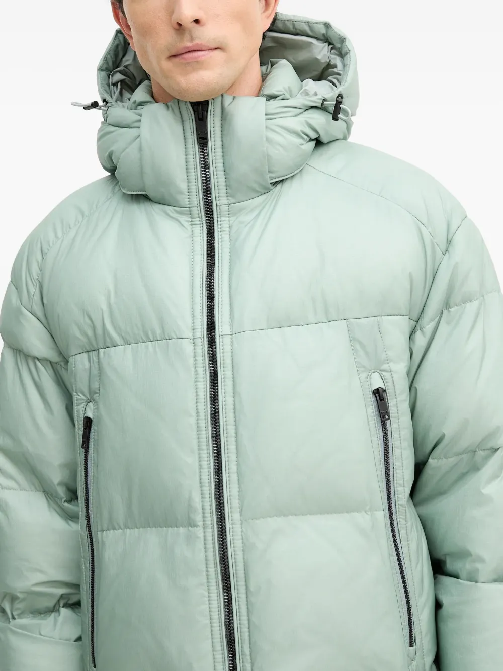 BOSS Gewatteerd jack met capuchon Groen