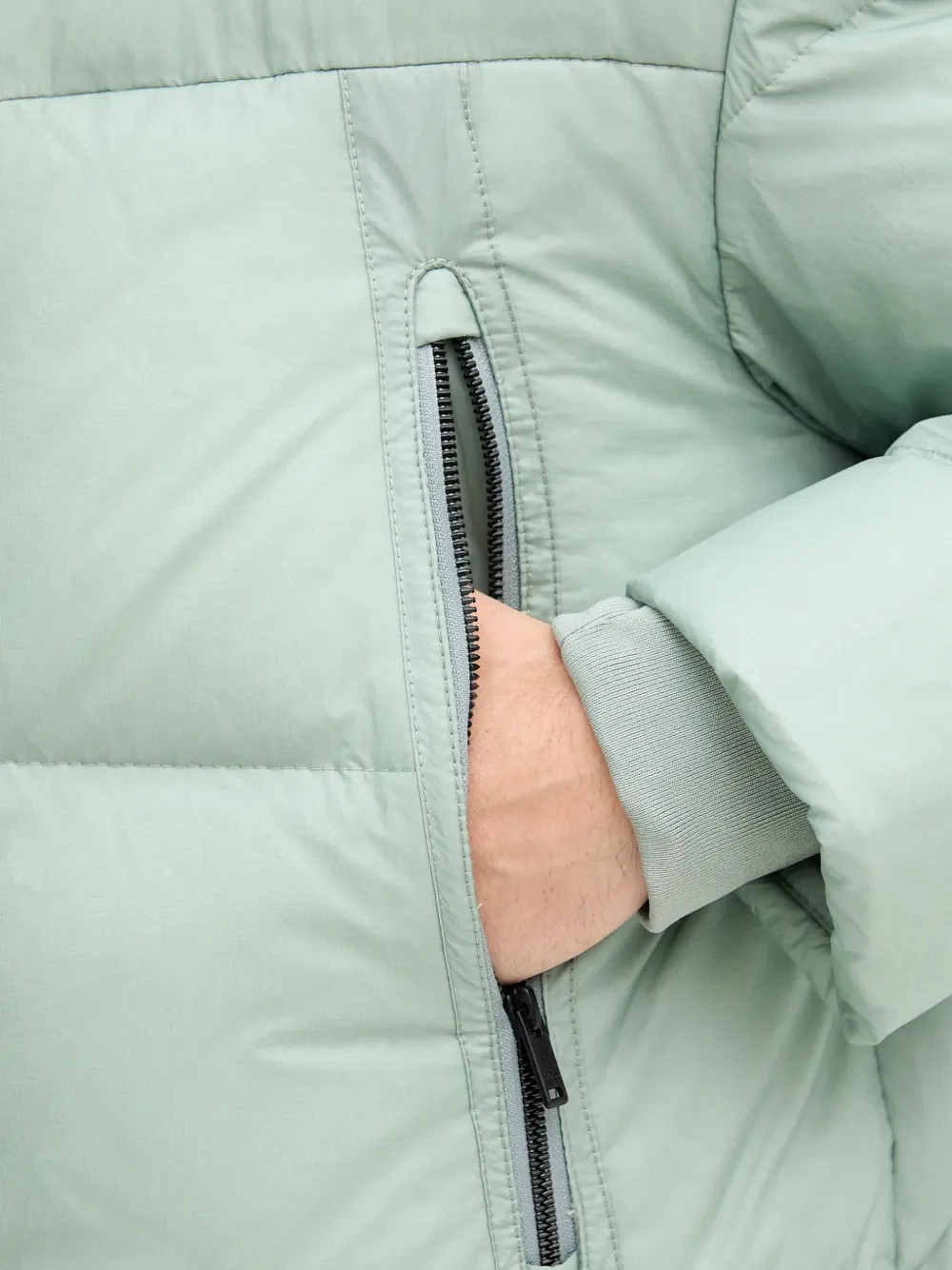 BOSS Gewatteerd jack met capuchon Groen