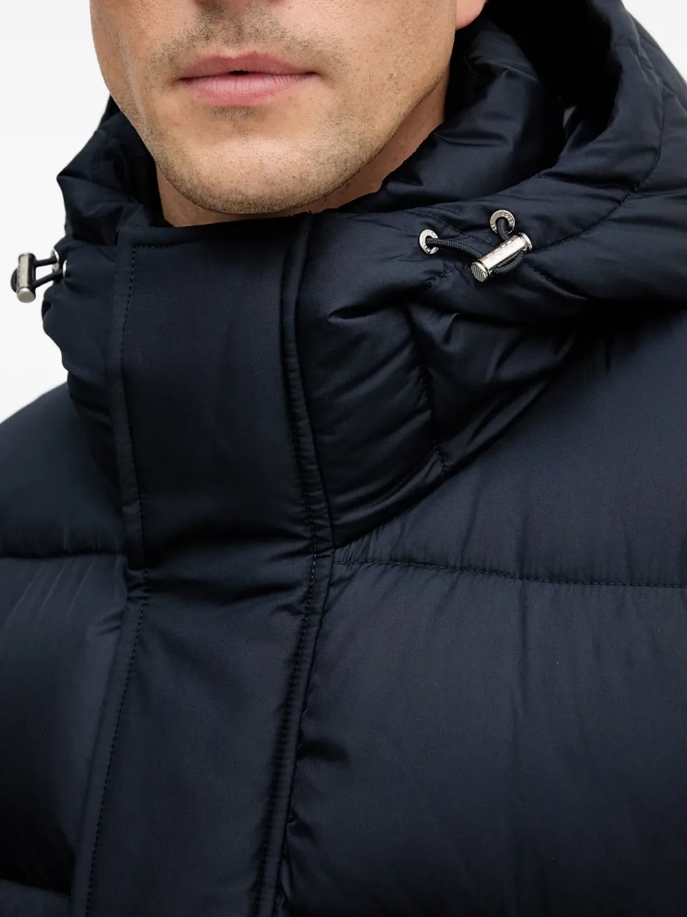 BOSS Gewatteerde jas met capuchon Blauw