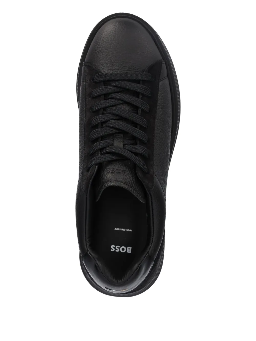 BOSS Sneakers van bewerkt leer met vlakken Zwart
