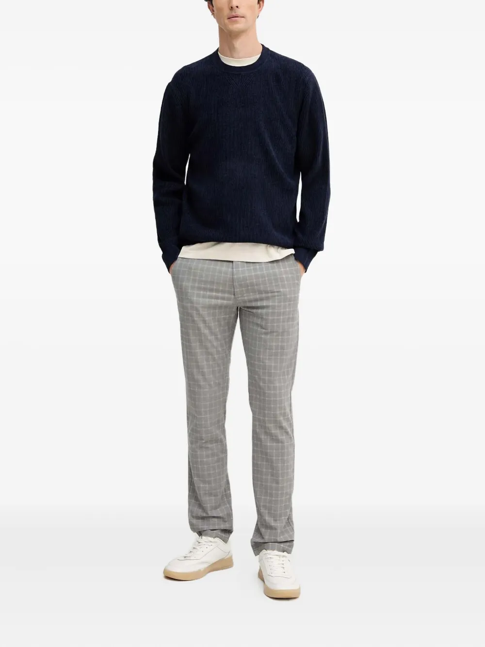 BOSS Geruite broek - Grijs