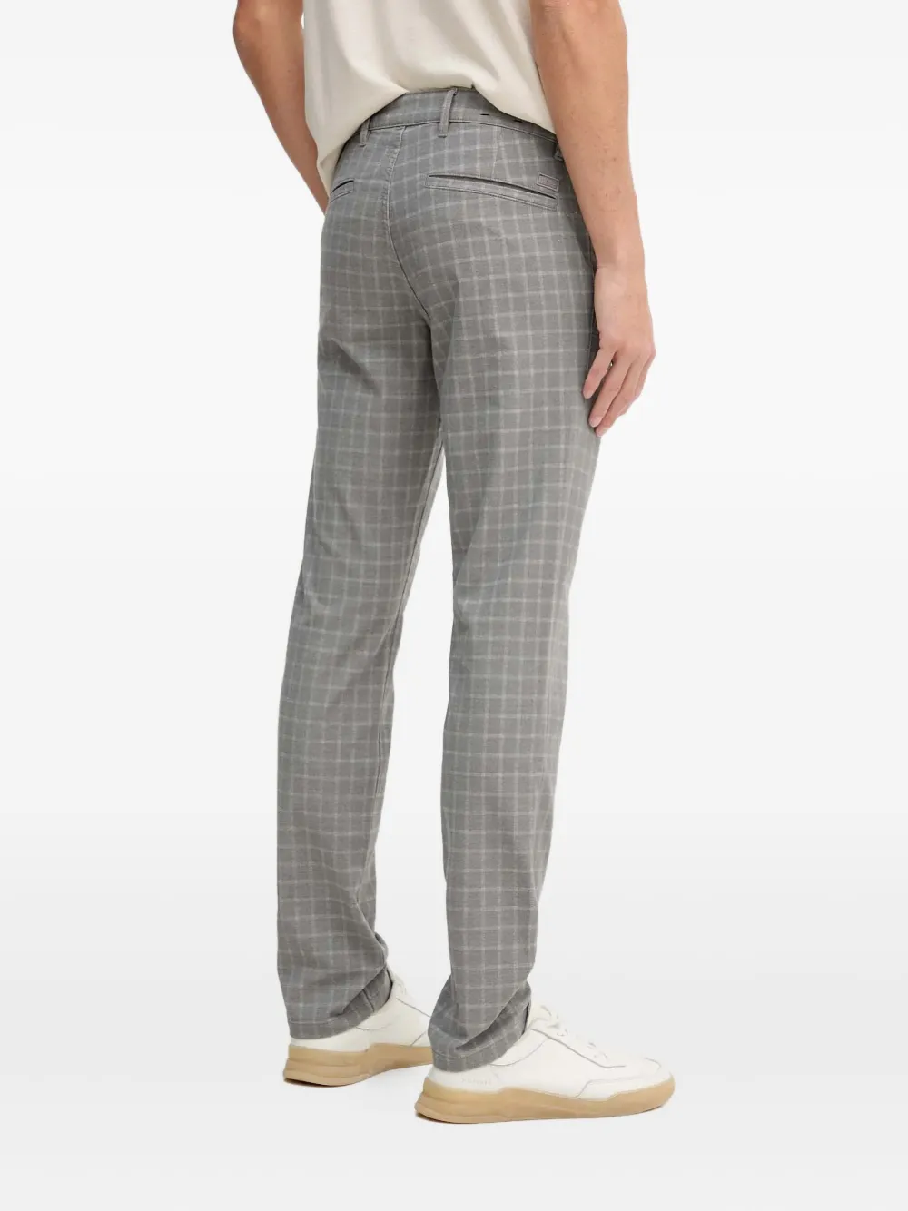 BOSS Geruite broek Grijs