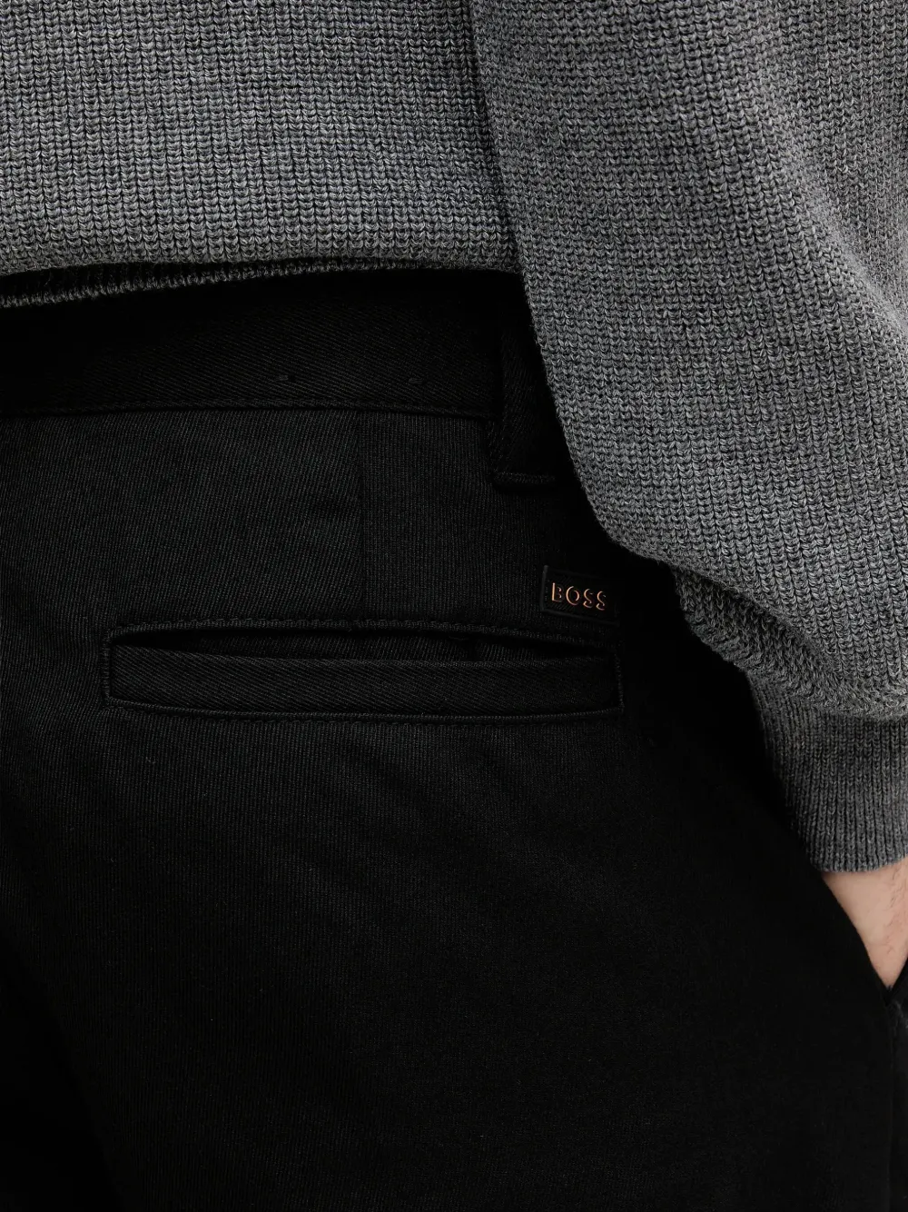BOSS Broek met cargo zak Zwart
