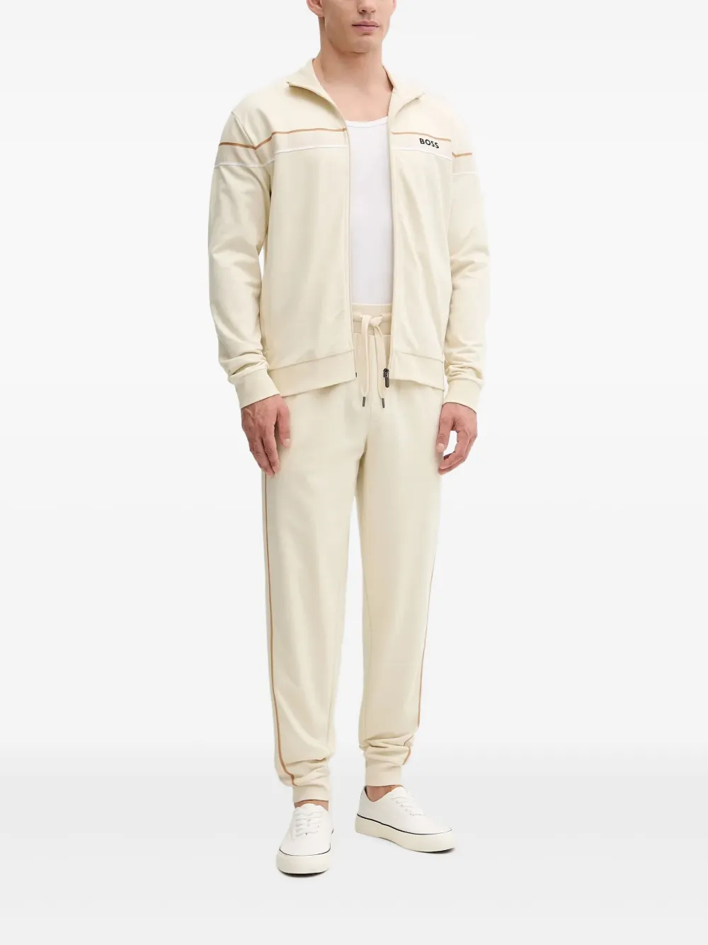 BOSS Iconic sweater met ritssluiting - Beige