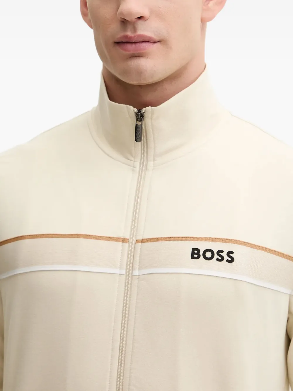 BOSS Iconic sweater met ritssluiting Beige