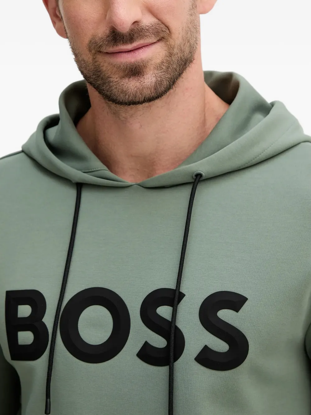 Hugo Boss Logo-detail Hoodie In Green