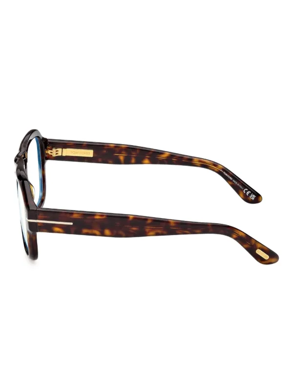 TOM FORD Eyewear トータスシェル パイロット メガネフレーム