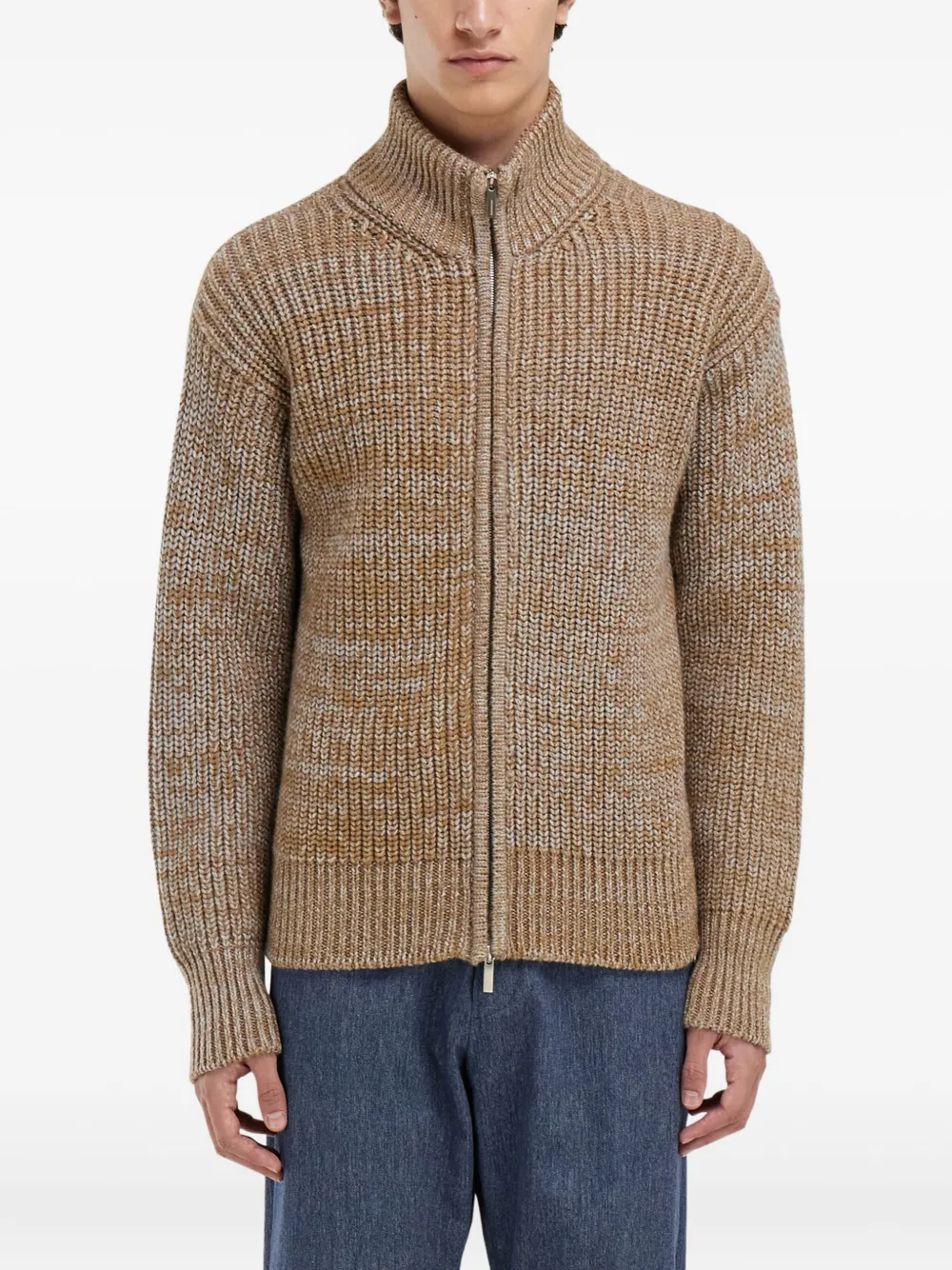 Ferragamo Ribgebreid vest en hoge hals Bruin