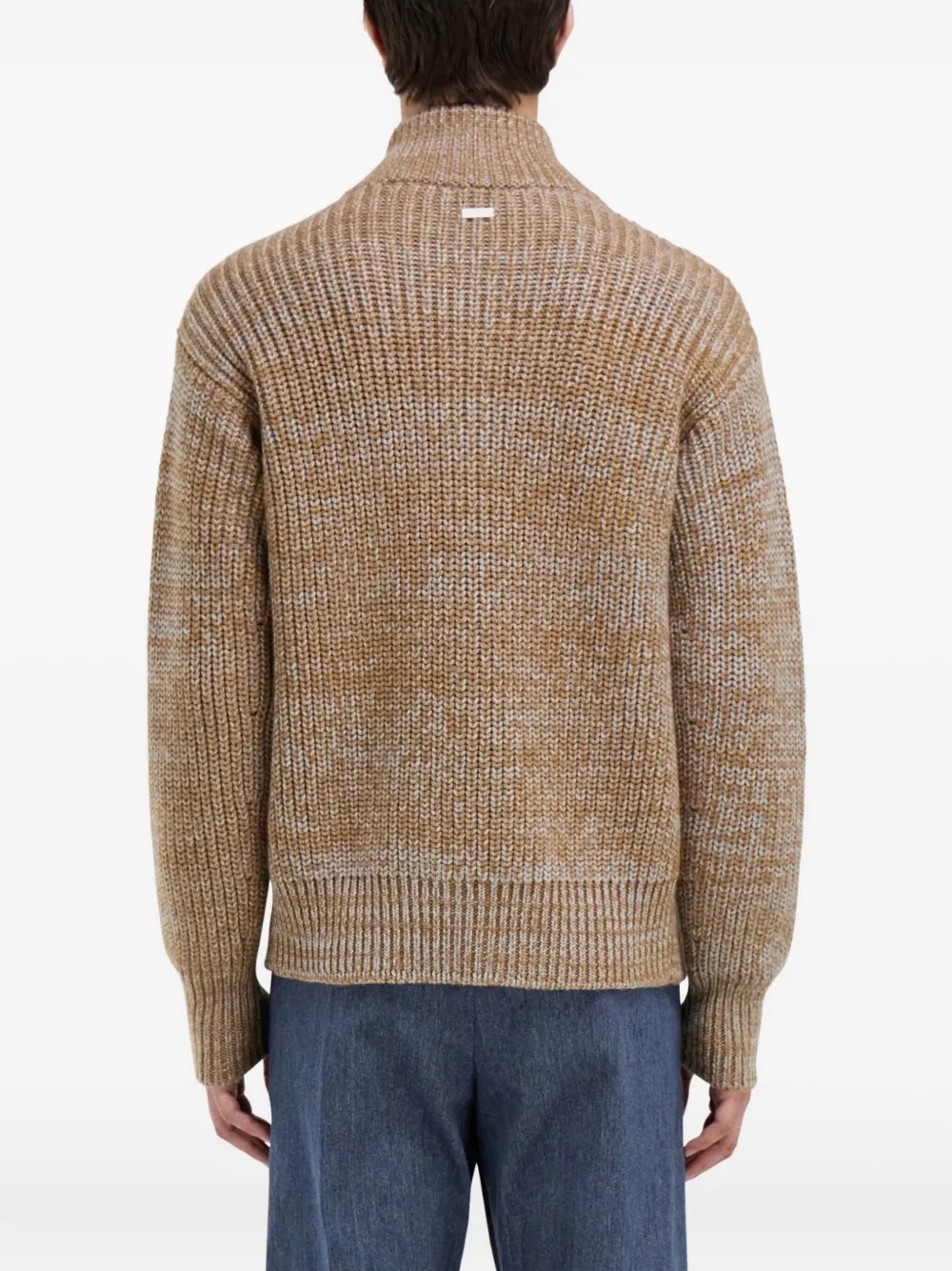 Ferragamo Ribgebreid vest en hoge hals Bruin
