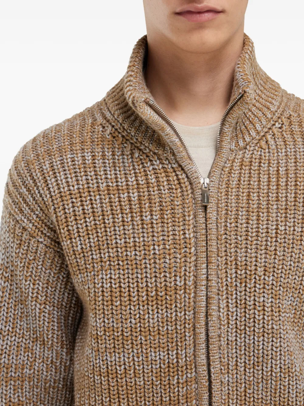 Ferragamo Ribgebreid vest en hoge hals Bruin