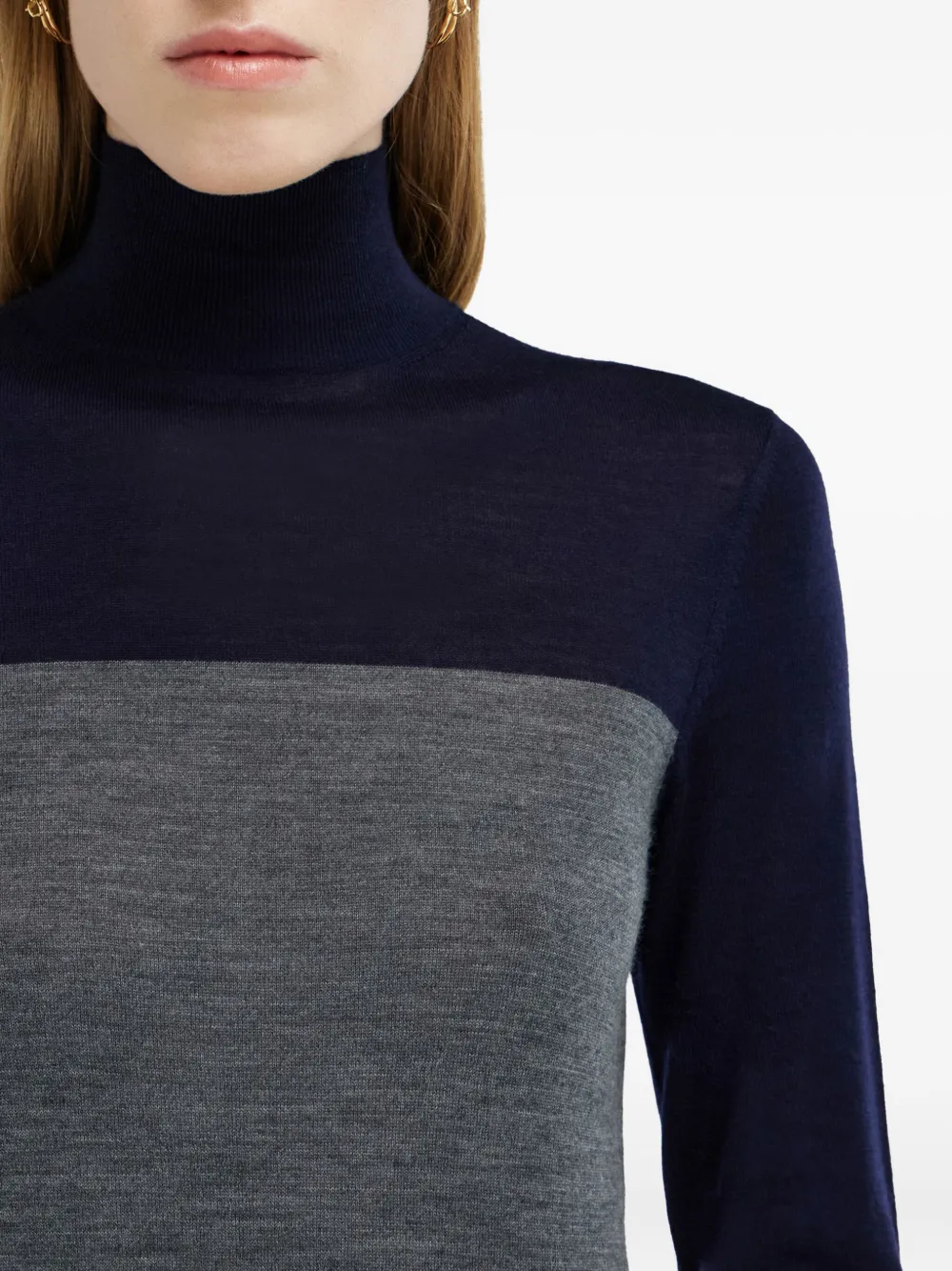 Ferragamo Trui met colourblocking en hoge hals Blauw