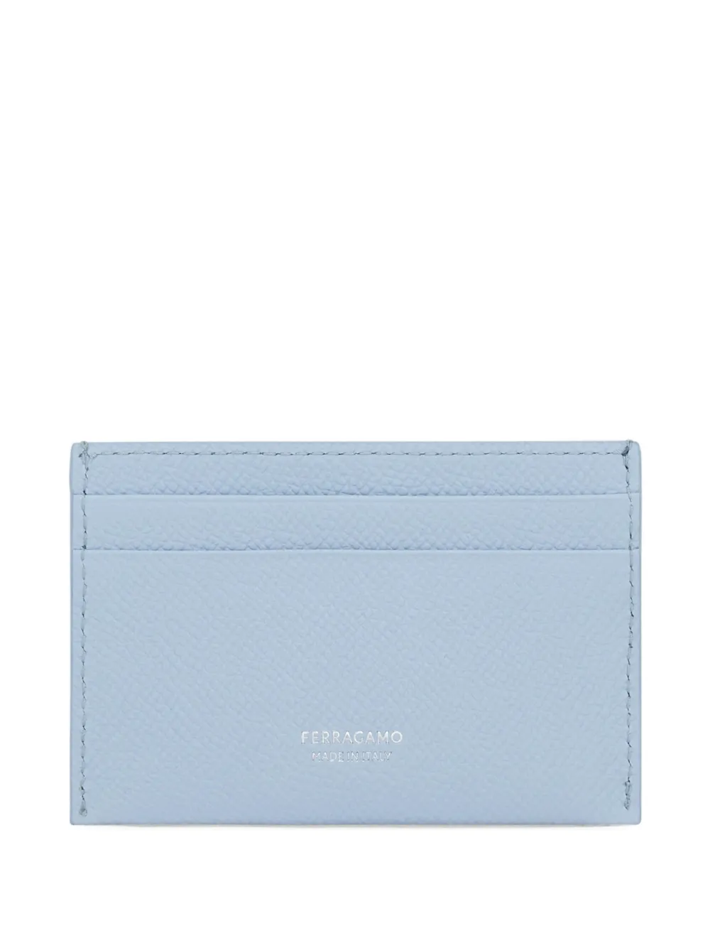 Ferragamo Textured Leather Card Holder Gancini Design In Blue