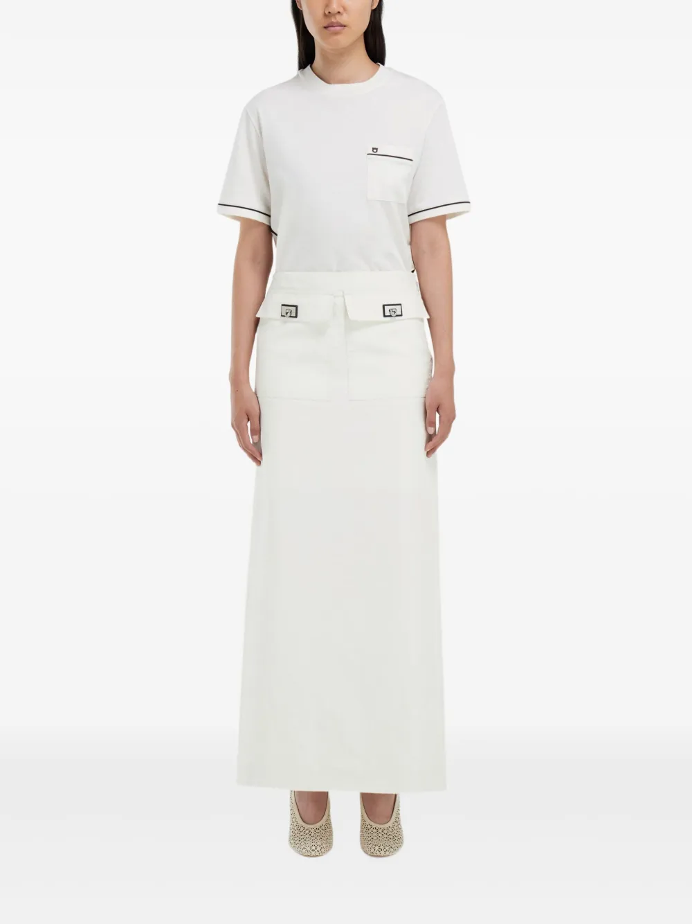 Ferragamo Midi-rok met klepzak - Wit