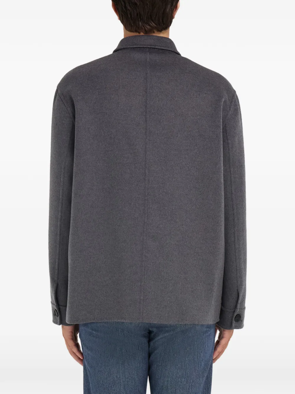 Ferragamo Button Patch Shirt Jacket In Gray