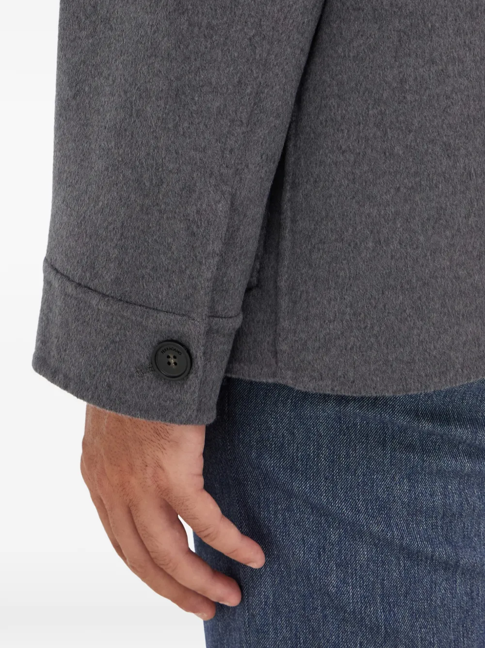 Ferragamo Button Patch Shirt Jacket In Gray