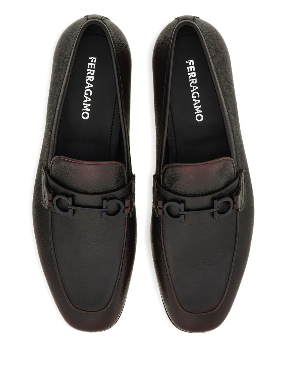 Ferragamo Gancini Buckle Loafers In Brown
