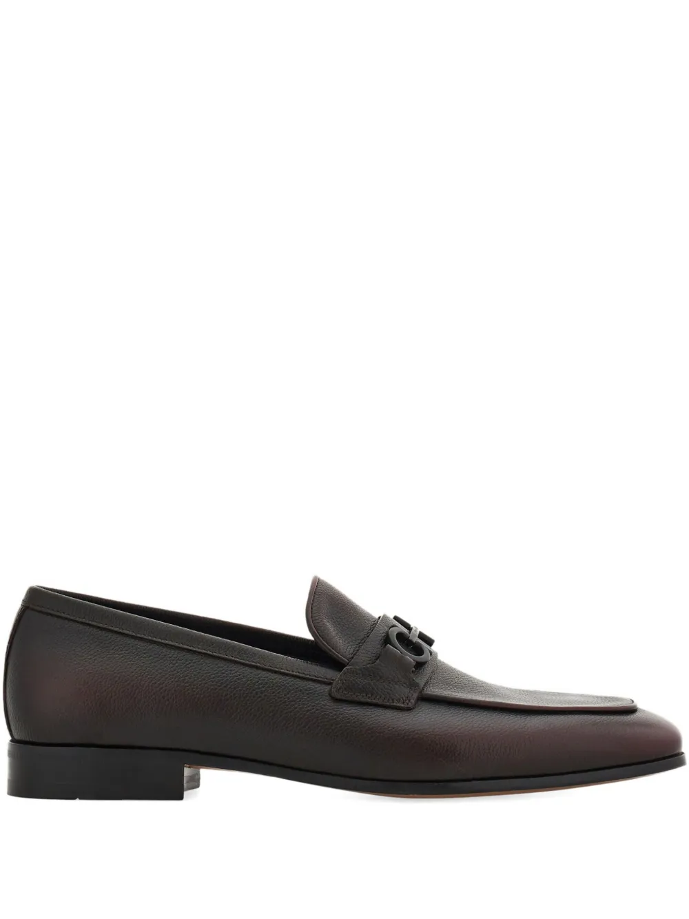 Ferragamo Gancini Buckle Loafers In Brown