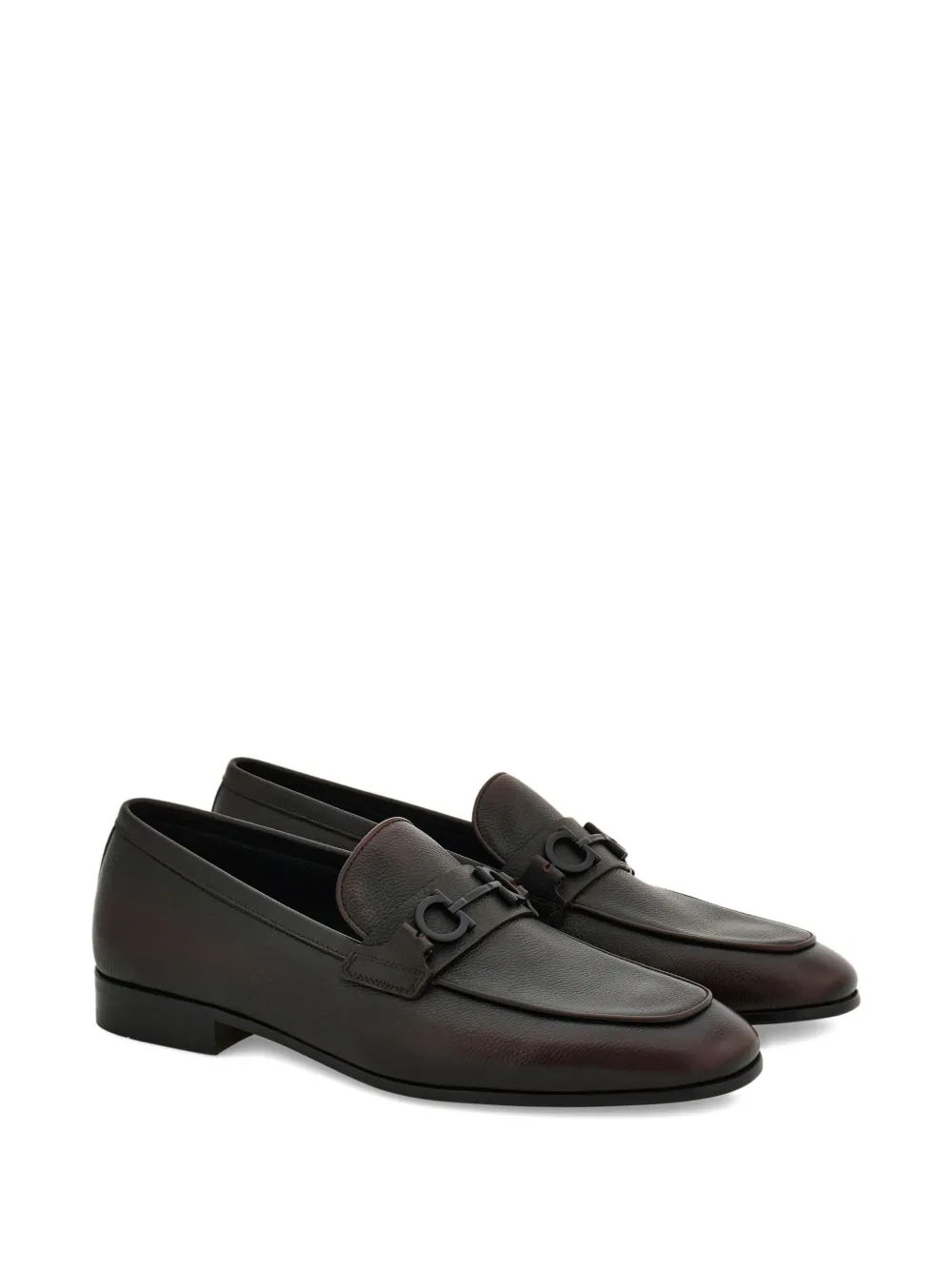 Ferragamo Gancini Buckle Loafers In Brown