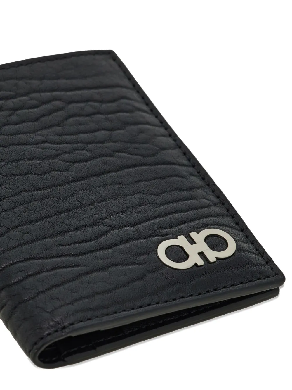 Ferragamo Gancini pasjeshouder met textuur Zwart