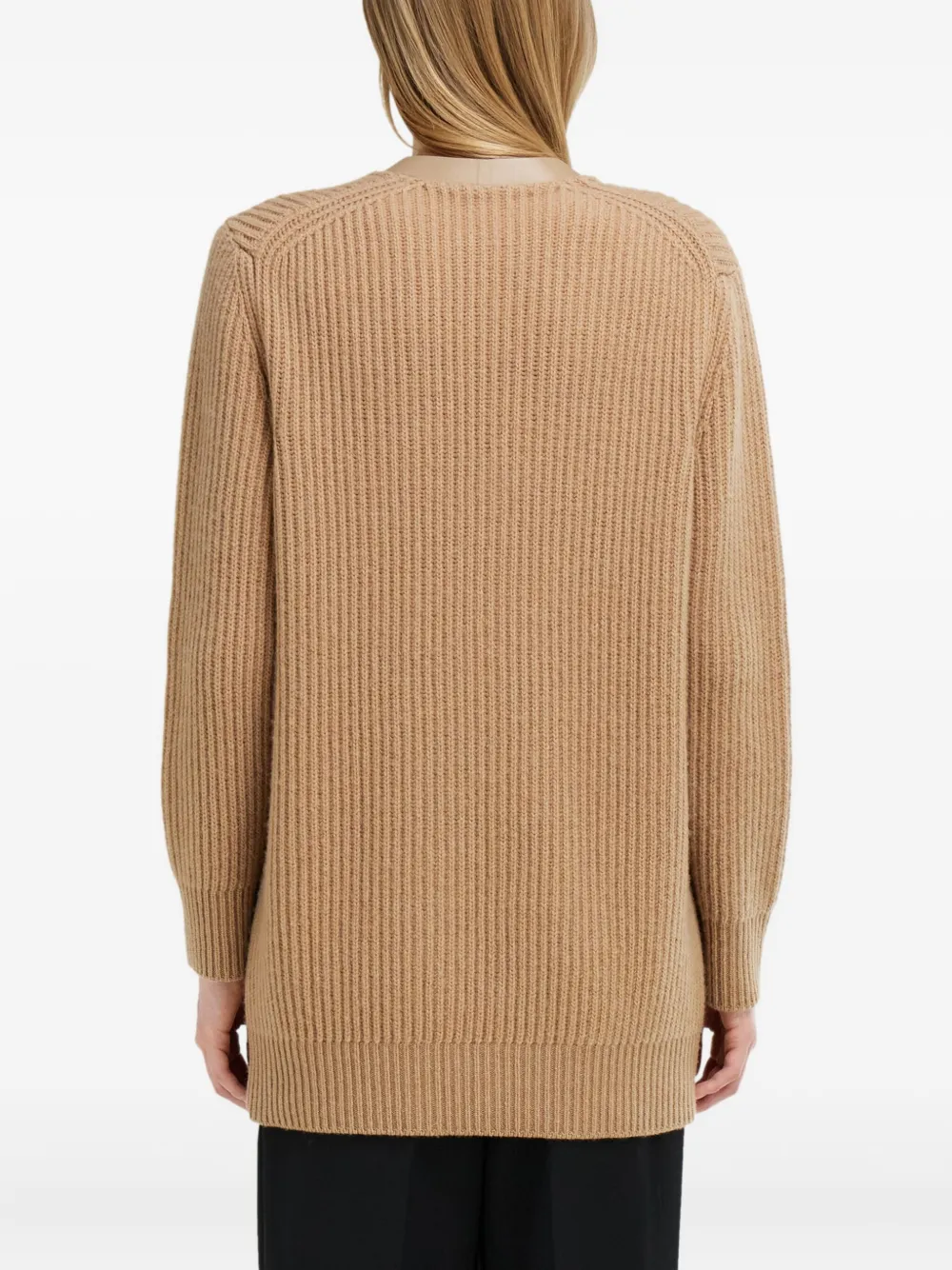  Ferragamo Leather-trim Buckle Cardigan - Neutrals 