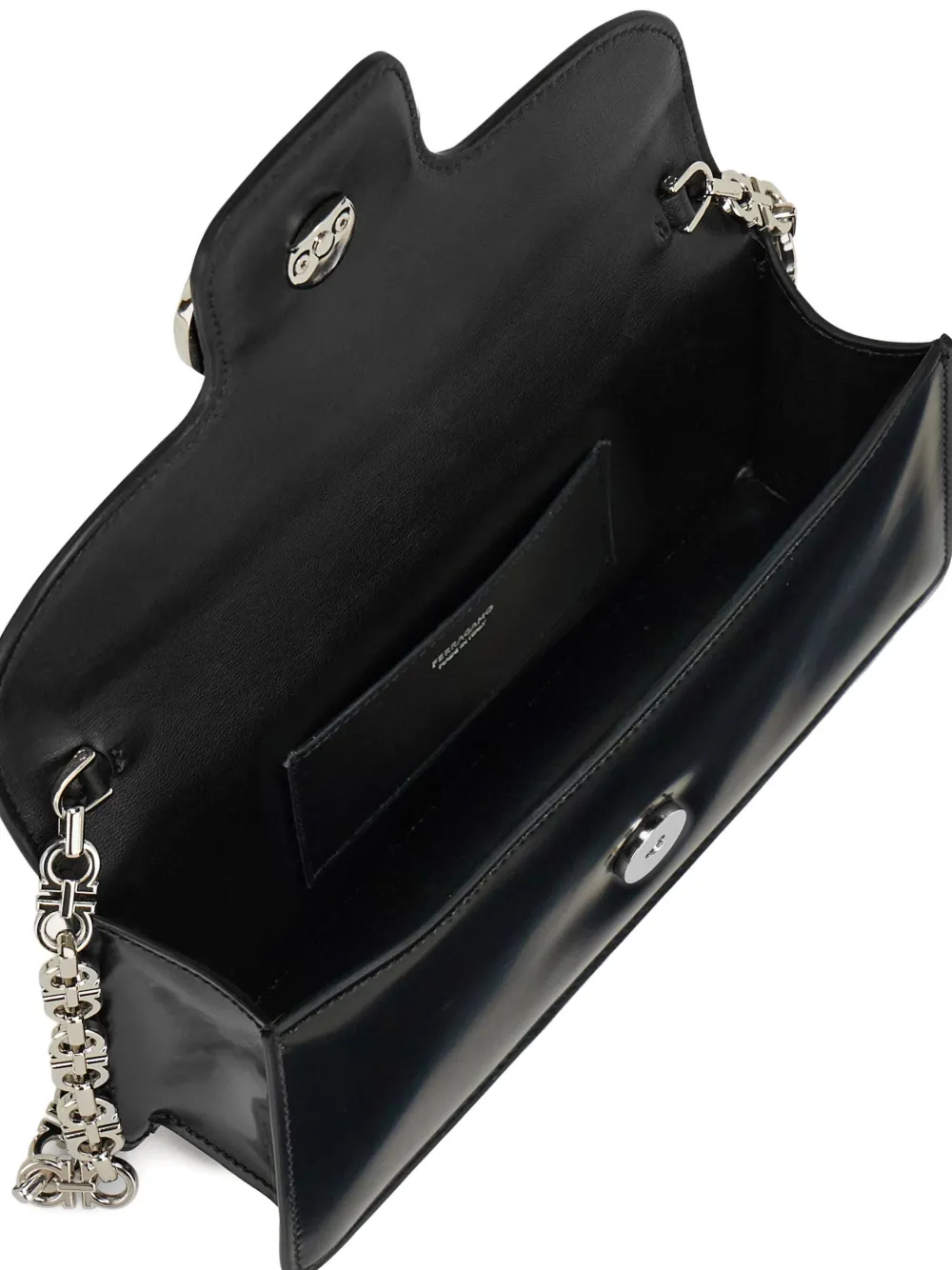 Ferragamo Crystal-embellished Chain Clutch Bag In Black