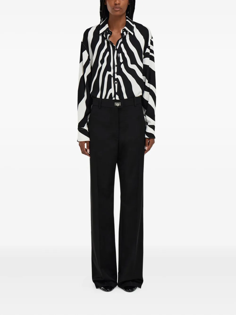 Ferragamo Blouse met zebraprint - Zwart