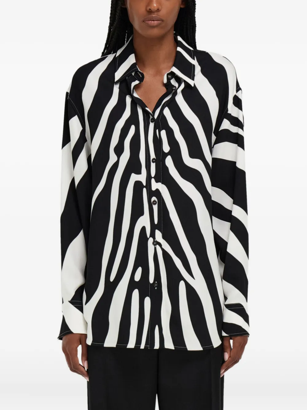 Ferragamo Blouse met zebraprint Zwart