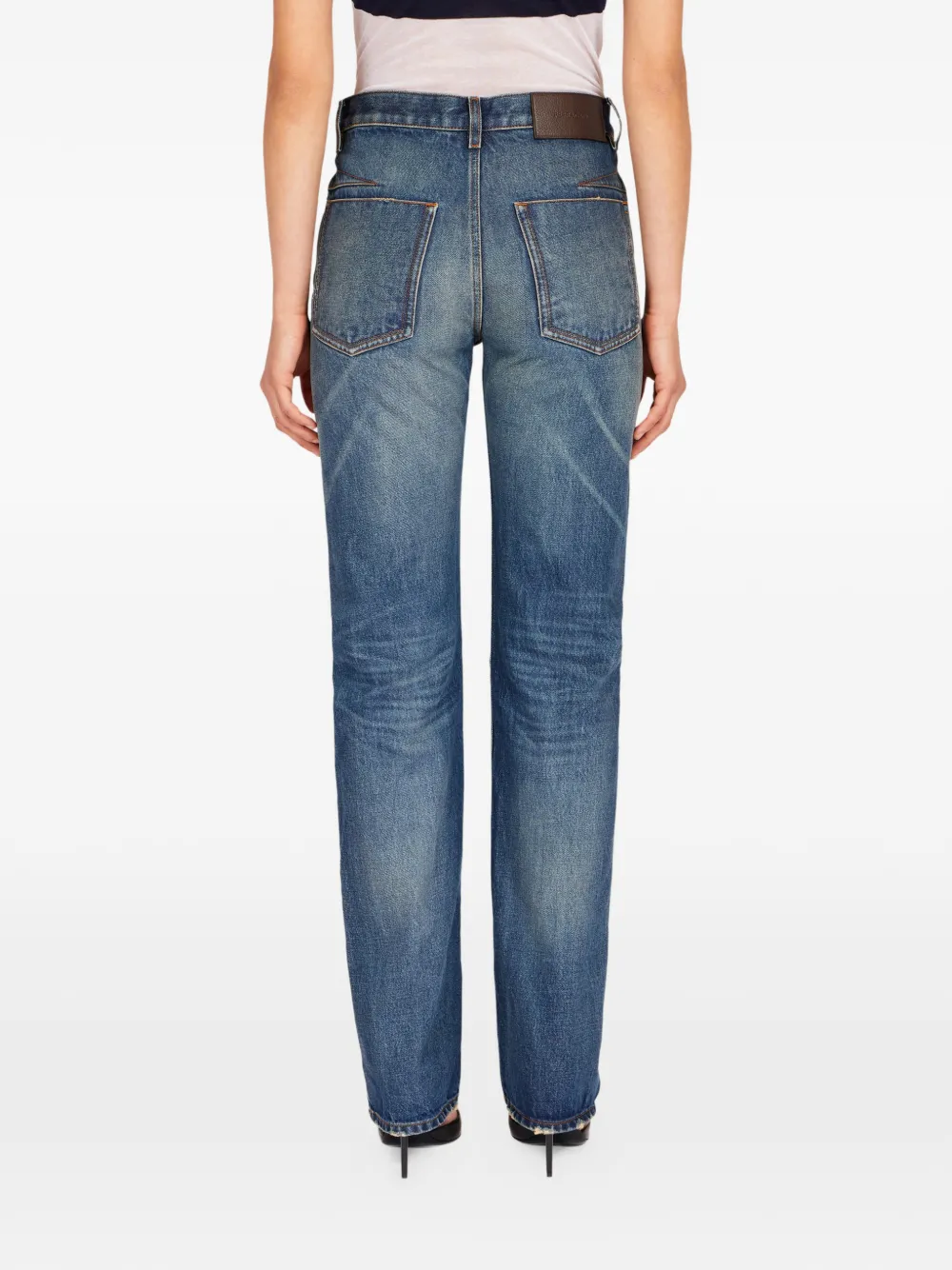 Ferragamo Five Pocket Straight Jeans In Blue