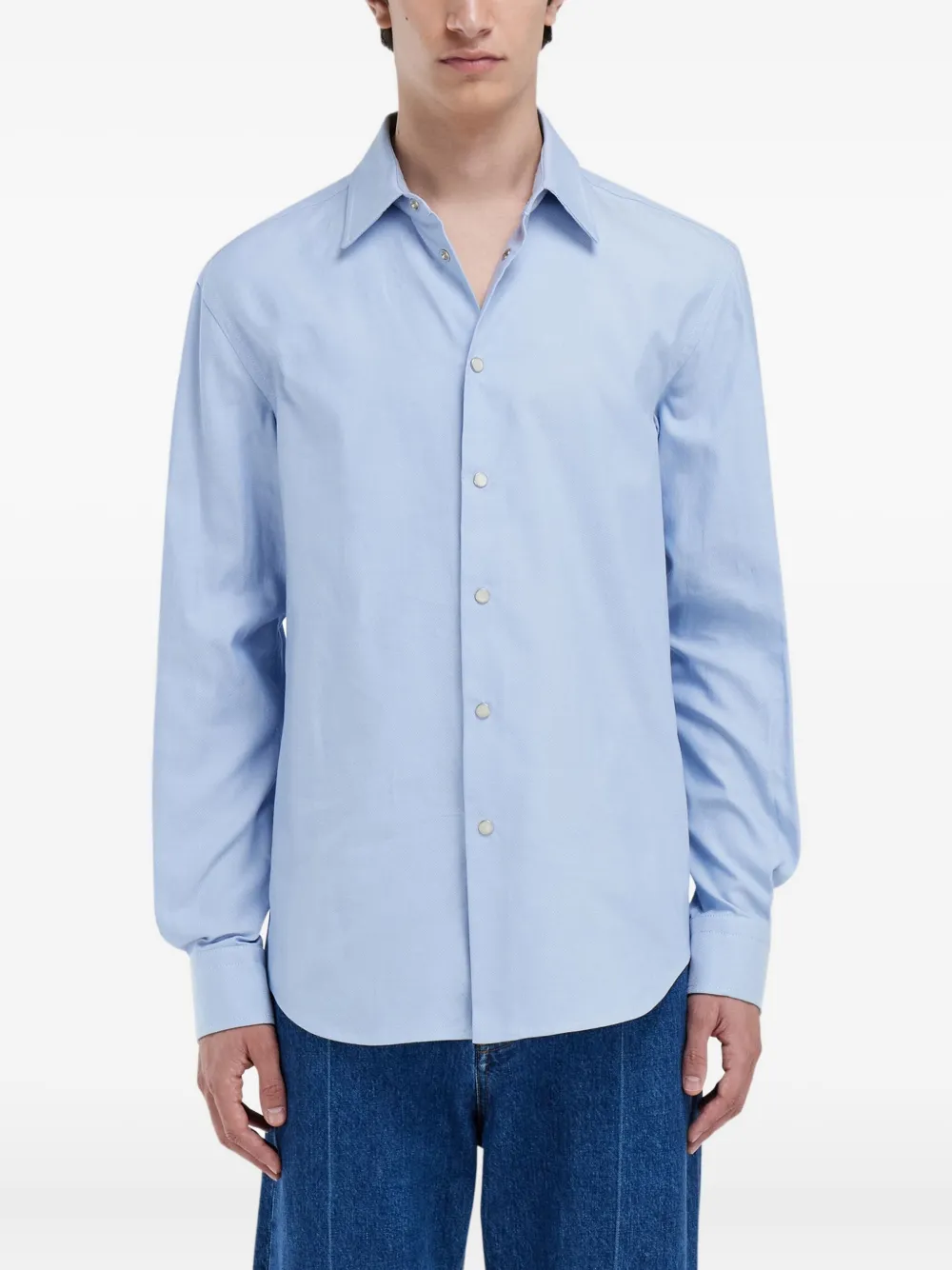  Ferragamo Snap-button Shirt - Blue 