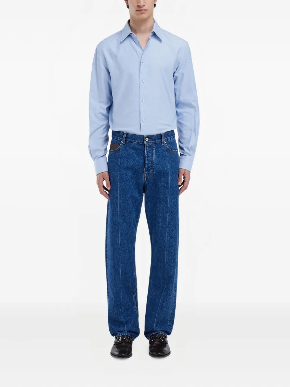 Ferragamo Overhemd met drukknoop - Blauw