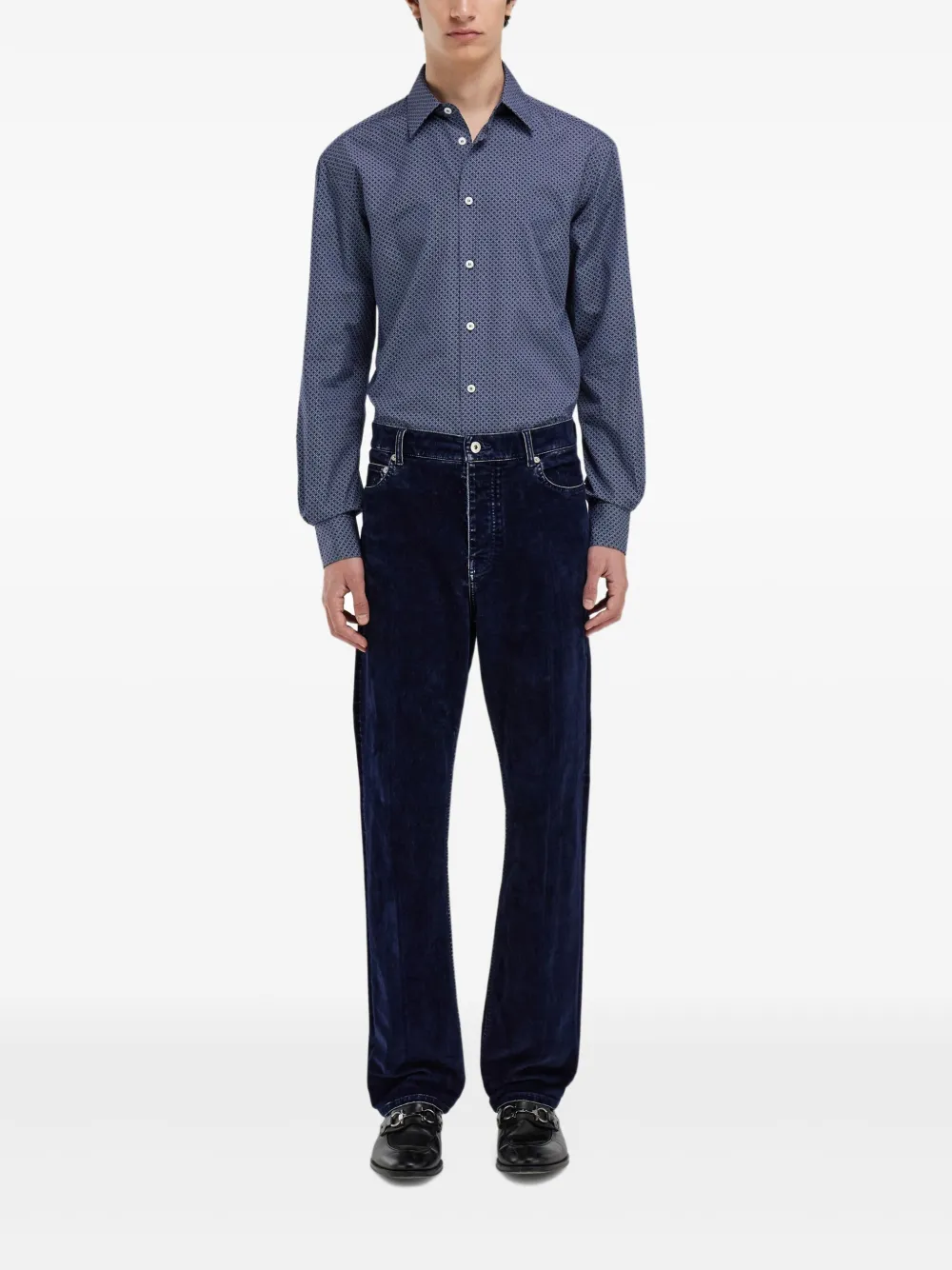 Ferragamo Popeline overhemd met monogram - Blauw