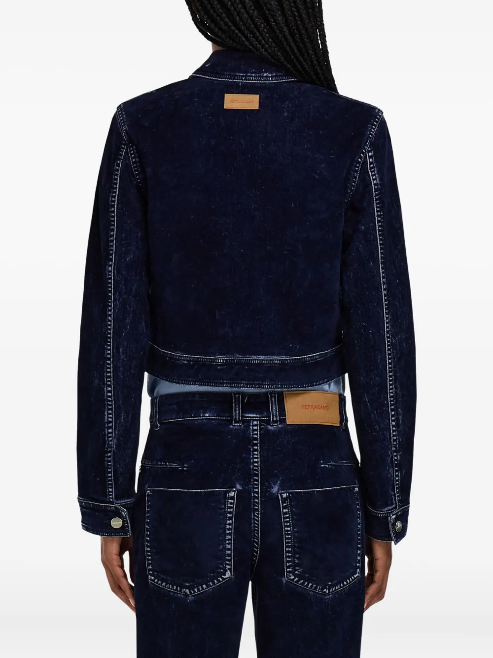 Ferragamo Flap-pocket Belted Cropped Jacket In Blue