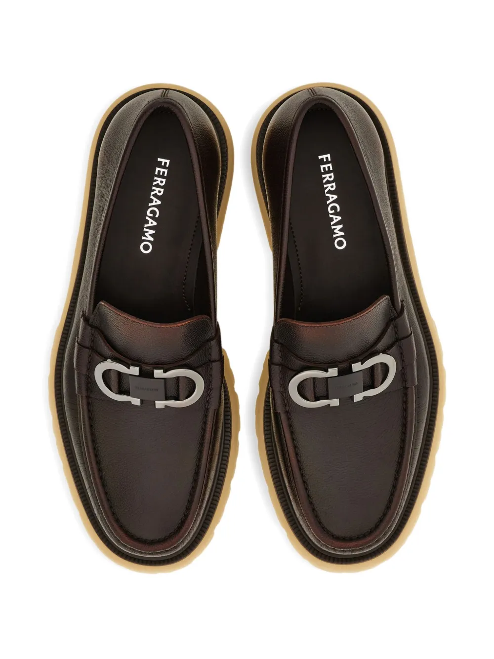 Ferragamo Moccasin With Gancini Ornament In Brown