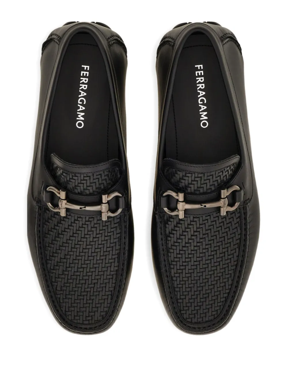 Ferragamo Geweven loafers met gancini-gesp Zwart